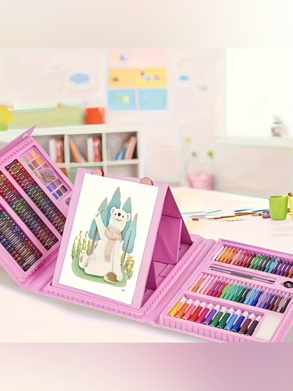 (29) - 228 Piece Kids Art Set – Markers, Crayons, Colored Pencils + Case